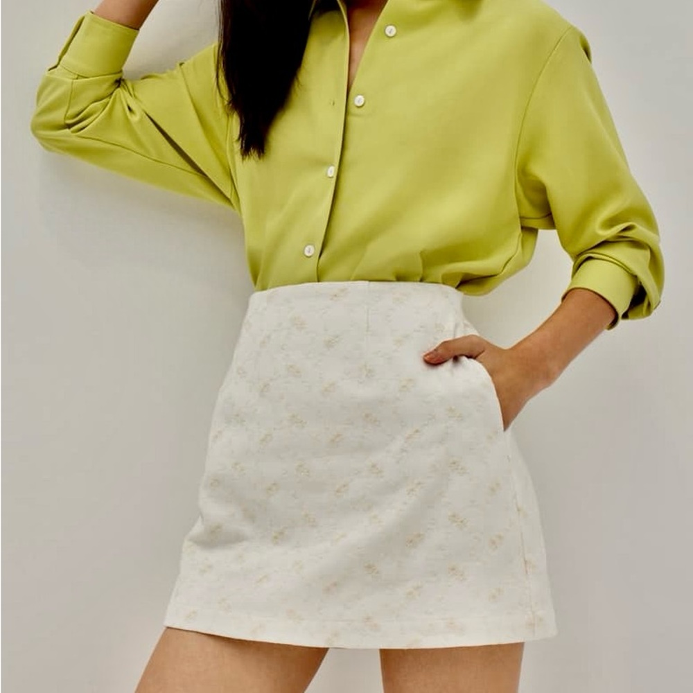 Love bonito embroidered mini skort, off white & cream. Floral embroidery